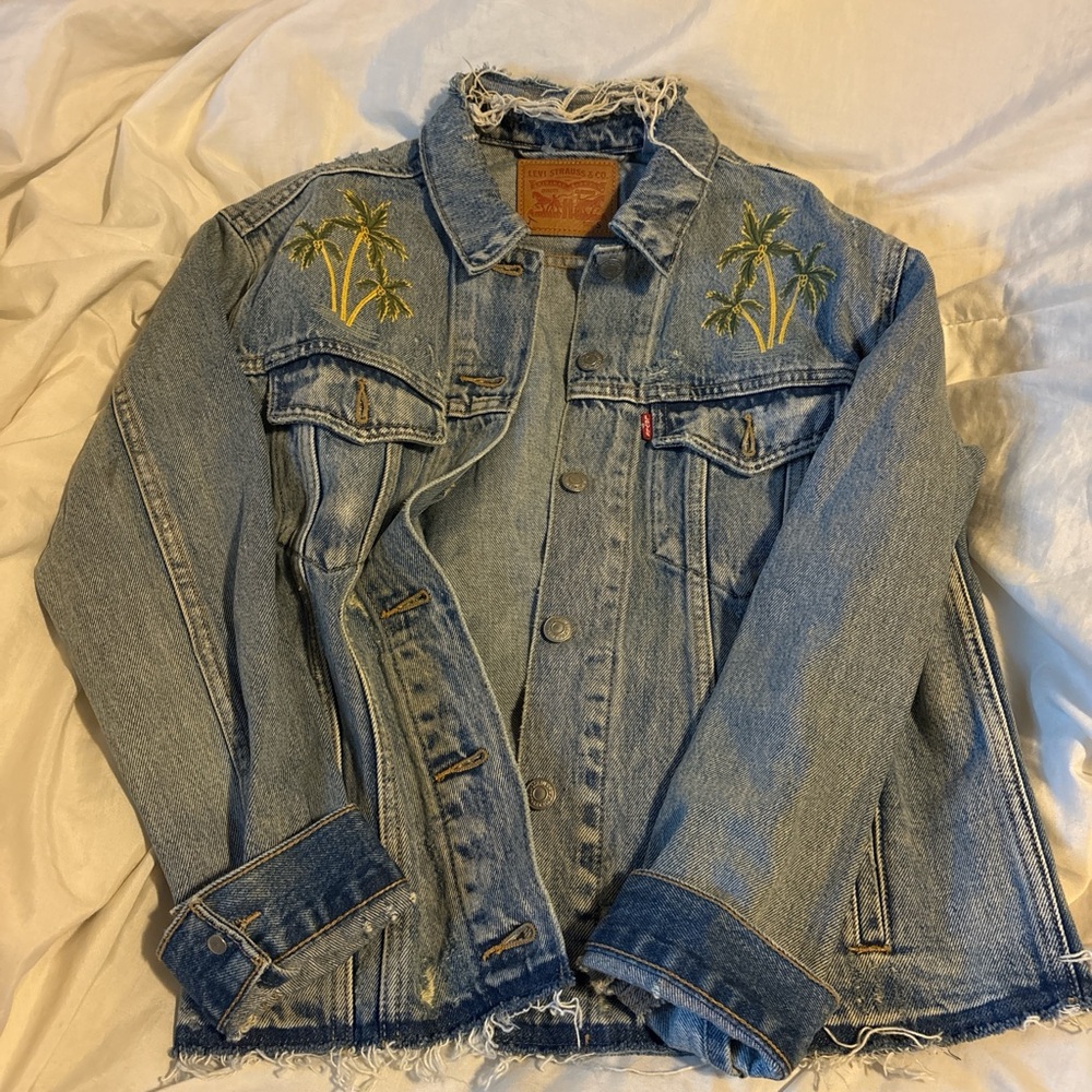 Levi's Blue Denim Jacket with Palm Embroidery